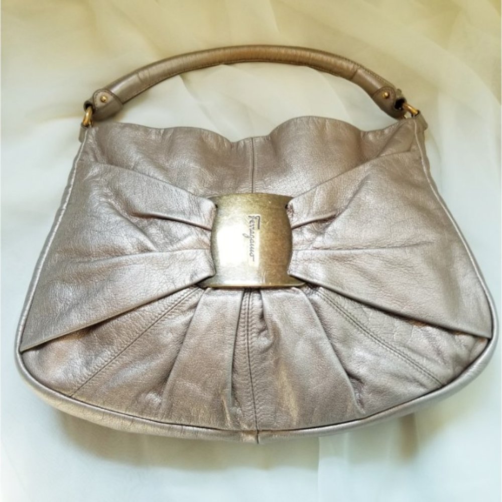 Salvatore Ferragamo  Champagne Gold Leather Tote